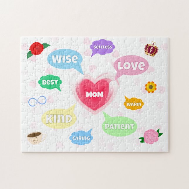 Quebra-cabeça Dia de as mães Melhor Mãe Palavras Nuvens Rainha A (Horizontal)