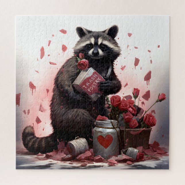Quebra-cabeça Dia de os namorados de poesia de lixo Raccoon (Vertical)