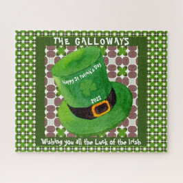 Quebra-cabeça Dia de São Patrício Leprechaun Hat Monograma Sorte