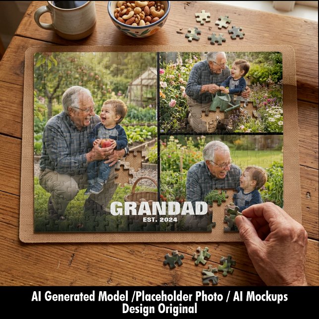Quebra-cabeça Dia dos Avós Presente de Foto do Vô (Grandparents Day Grandad Photo Gift Jigsaw Puzzle)