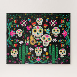 Quebra-cabeça Dia dos Mortos Caveiras de Açúcar Arte Popular Mex