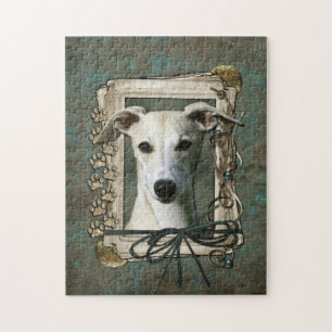Quebra-cabeça Dia dos pais - patas de pedra - Whippet