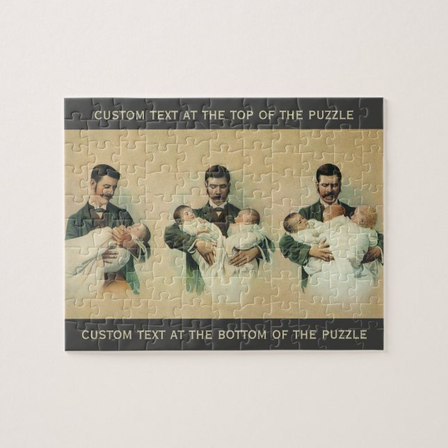 Quebra-cabeça Dia dos Pais Vitoriano Antigo, São Trigêmeos! (Horizontal)