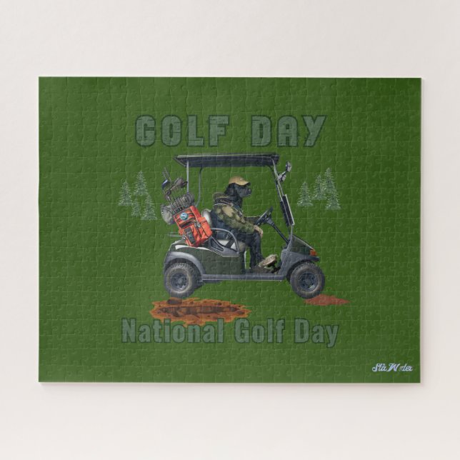 Quebra-cabeça Dia Nacional do Golfe, engraçado golfe verde de ca (Horizontal)