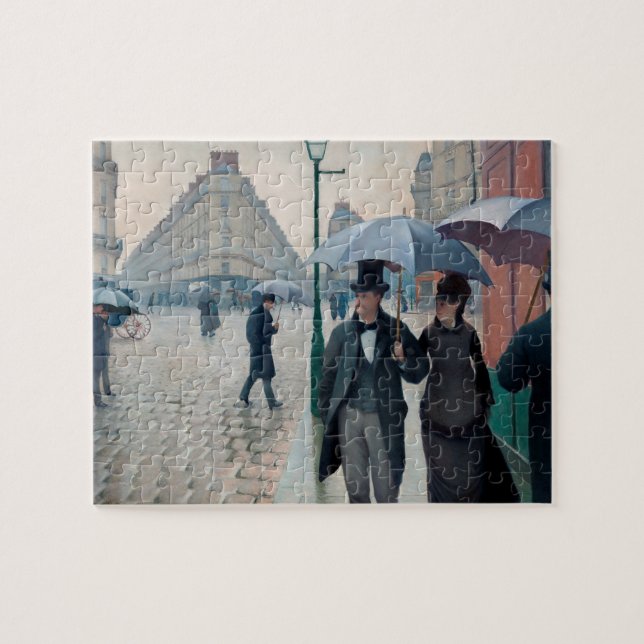 Quebra-cabeça Dia Rainy da Rua Paris por Gustave Caillebotte (Horizontal)