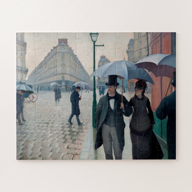 Quebra-cabeça Dia Rainy da Rua Paris por Gustave Caillebotte (Horizontal)