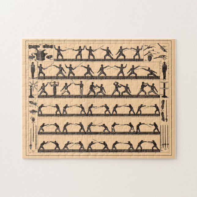 Quebra-cabeça Diagrama de Espada da Vintagem (1907) (Horizontal)