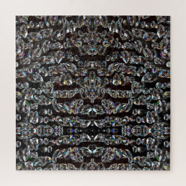 Quebra-cabeça Diamante padrão brilhante prata elegante e preto (Vertical)