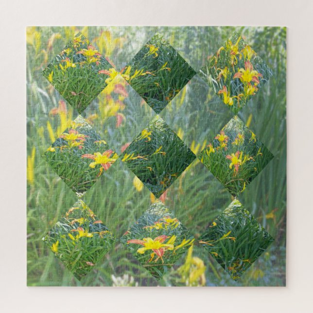 Quebra-cabeça Diamond Cut Yellow Lily Field Geometrics Design, (Vertical)