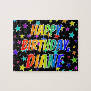 Quebra-cabeça "DIANE" Primeiro Nome, Diversão "FELIZ ANIVERSÁR