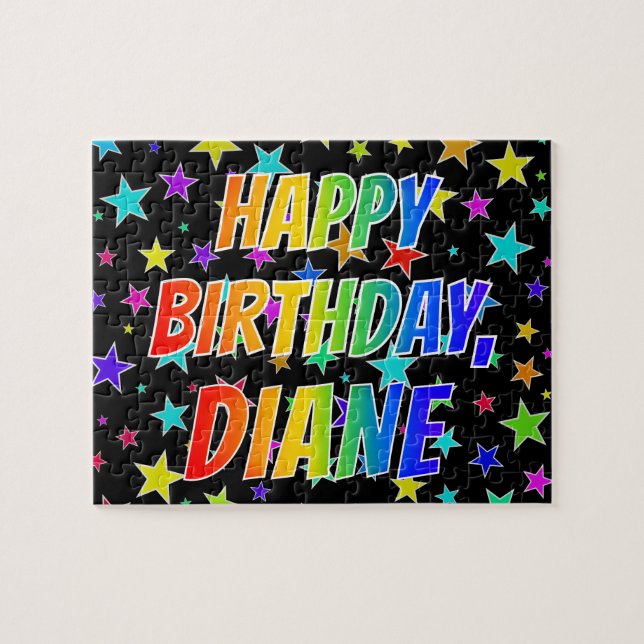 Quebra-cabeça "DIANE" Primeiro Nome, Diversão "FELIZ ANIVERSÁRIO (Horizontal)
