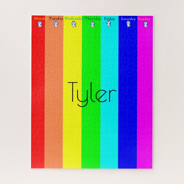 Quebra-cabeça - Dias da Semana do Pinguim com Faix (Vertical)