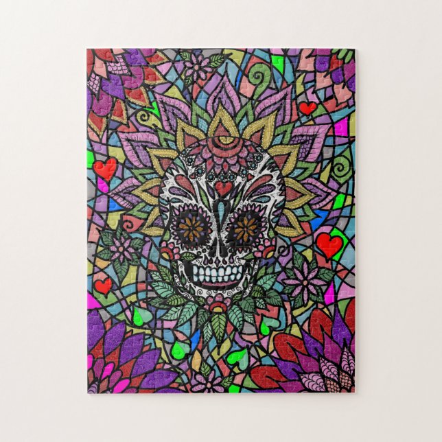 Quebra-cabeça Difícil de Arte de Caveira (Vertical)
