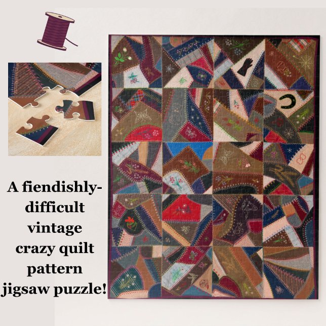 Quebra-cabeça Difícil Patchwork American Crazy Quilt Quebra-cabe (For puzzle pros! A difficult vintage patchwork crazy quilt pattern jigsaw!)