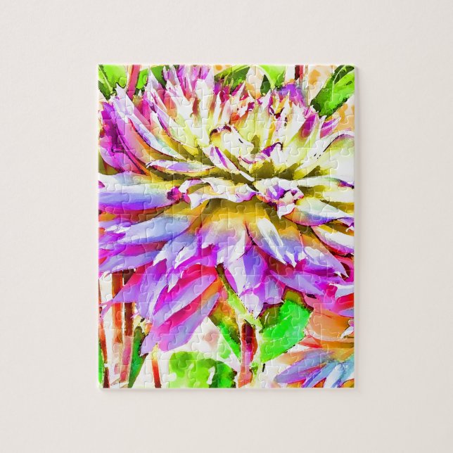 Quebra-cabeça Digital Watercolor Dahlia (Vertical)