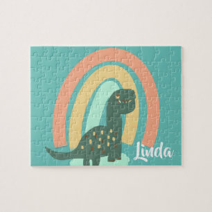 Quebra-cabeça Dinossauro bonito e Arte Colorida do Arco-Íris