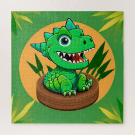 Quebra-cabeça Dinossauro Cartoon em Cena Tropical