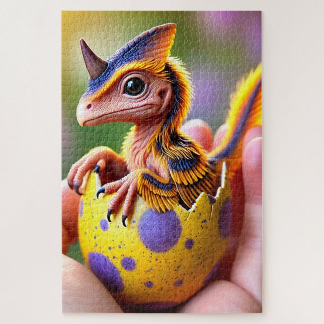 Quebra-cabeça Dinossauro de Bebê Corado (Vertical)