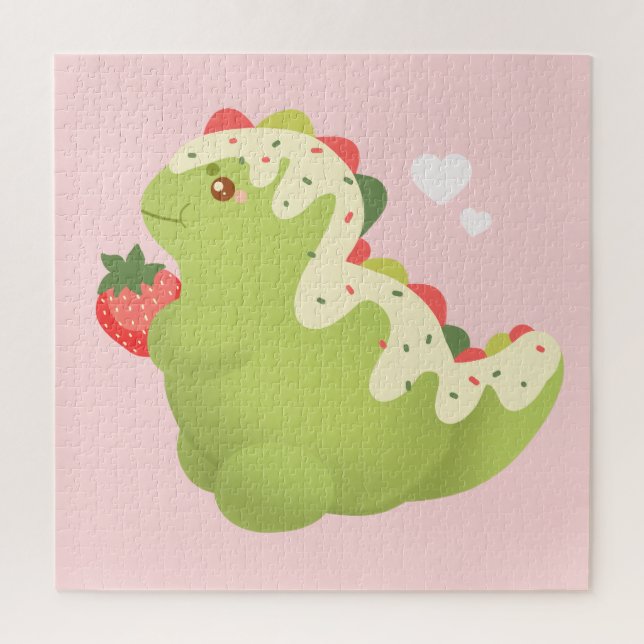 Quebra-cabeça Dinossauro de Matcha de Morango  (Vertical)