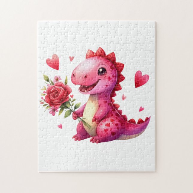 Quebra-cabeça Dinossauro Dia de os namorados bonito (Vertical)
