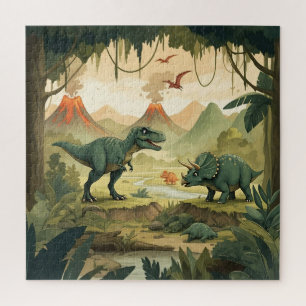 Quebra-cabeça Dinossauro Mundial T-Rex Triceratop Stegossauro