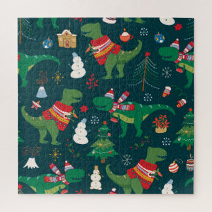 Quebra-cabeça Dinossauro T-Rex: Ano Novo de Natal.