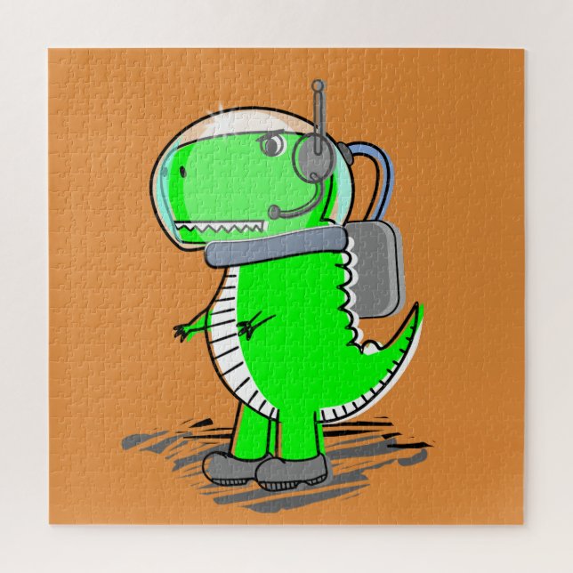 Quebra-cabeça Dinossauro T-Rex, Astronauta Gira e Zangada (Vertical)