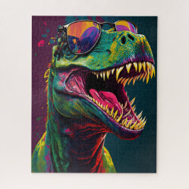 Quebra-cabeça Dinossauro T Rex Legal Poster Verde Azul