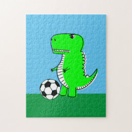 Quebra-cabeça Dinossauro Verde Ama Futebol