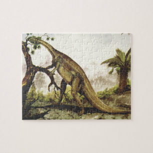 Quebra-cabeça Dinossauros Antigos, Plateossauro Pastando em Árvo