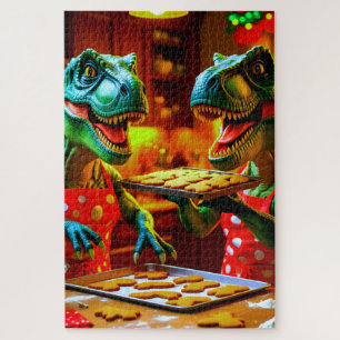 Quebra-cabeça Dinossauros assando biscoitos de gengibre