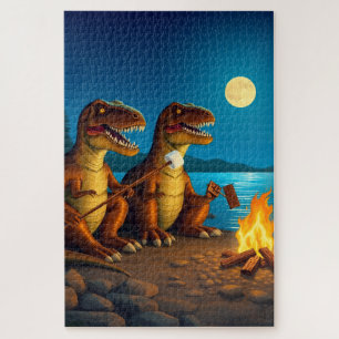 Quebra-cabeça Dinossauros assando marshmallows
