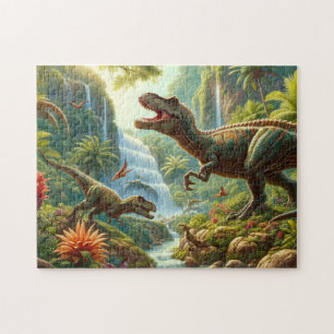 Quebra-cabeça Dinossauros Divertidos na Floresta Tropical Crianç