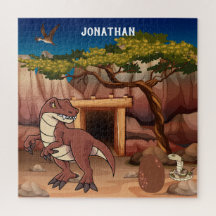 Dinossauros monogramados na selva marrom