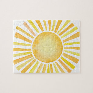 Quebra-cabeça Dintado manualmente Watercolor Sun