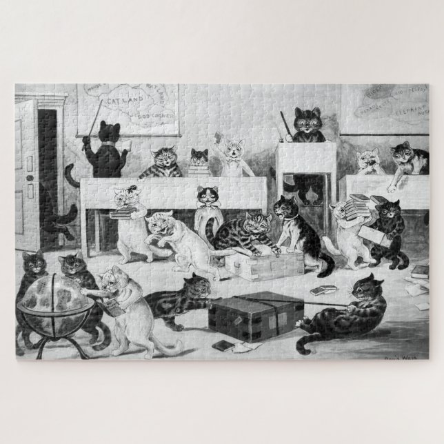 Quebra-cabeça Disciplina da Sala de Aula de Gatos, Louis Wain (Horizontal)