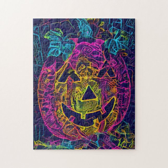 Quebra-cabeça Diversão assustadora com abóbora de Halloween  (Vertical)