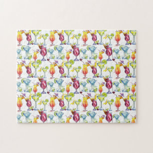 Quebra-cabeça Diversão de Cocktails Tropicais Bebe Aquarela