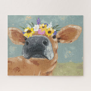 Quebra-cabeça Diversão de Fazenda - Vaca com Coroa de Flor