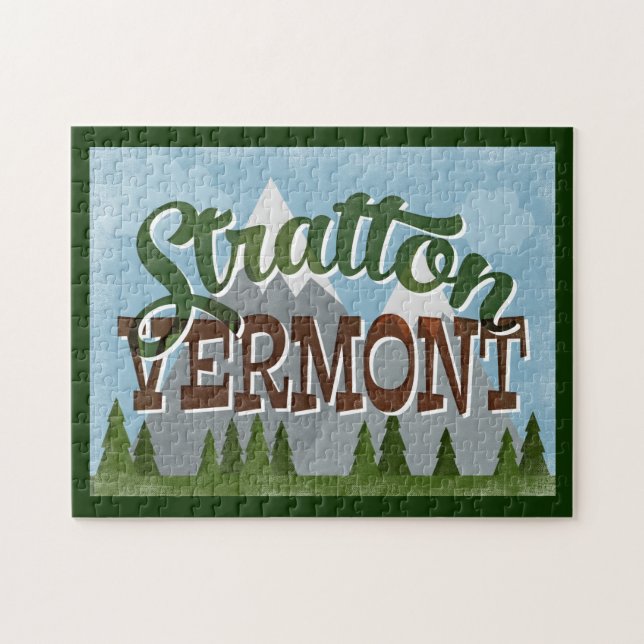 Quebra-cabeça Diversão de Stratton Vermont Retro Montanhas Snowy (Horizontal)
