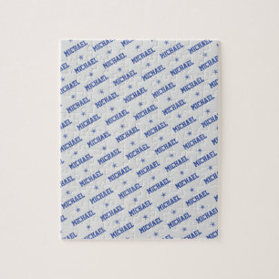 Quebra-cabeça Diversão do nome com estrelas azul e Cinza