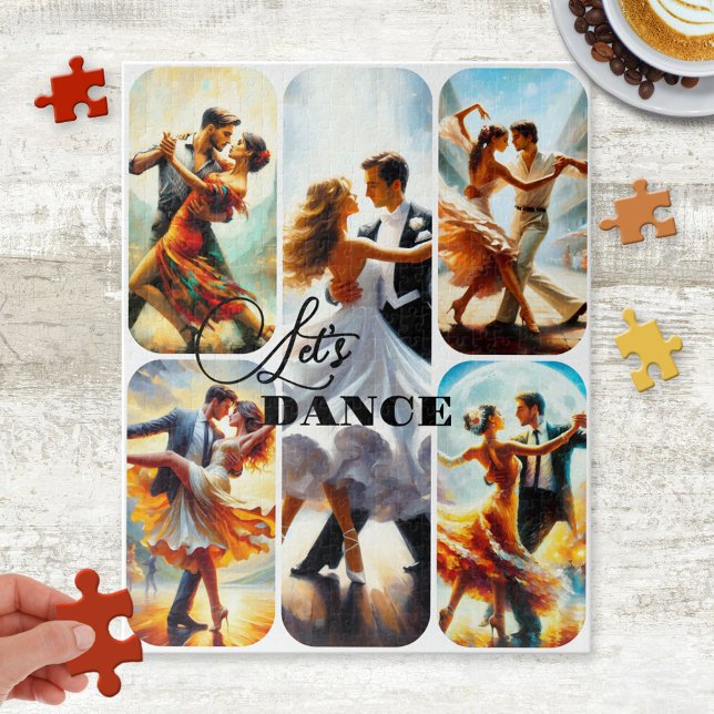 Quebra-cabeça divertido de colagem de fotos de dan (Puzzle featuring a photo collage. You can replace all the paintings of dancers with your own photos)