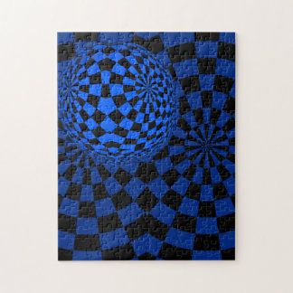Quebra-cabeça Divertimento azul e arte op preta estranha