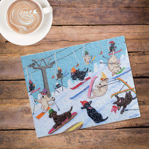Quebra-cabeça Divertimento Labradors de esqui do inverno