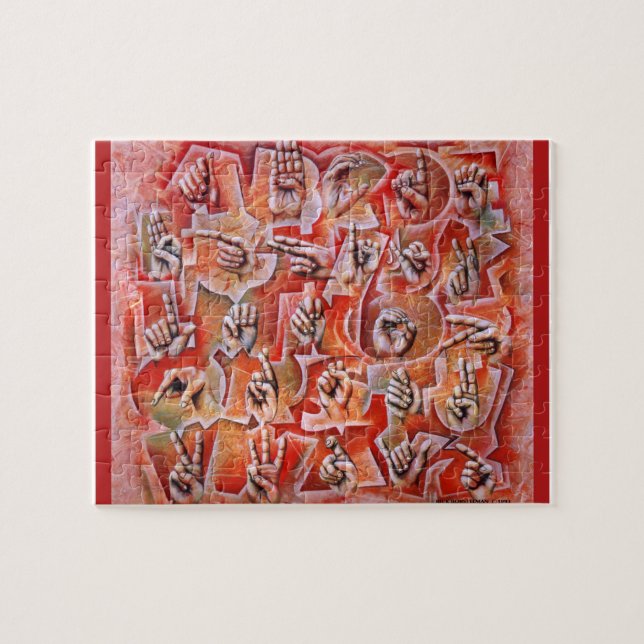 Quebra-cabeça do alfabeto do linguagem gestual (Horizontal)