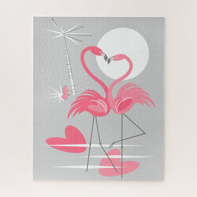 Quebra-cabeça do amor do flamingo (Vertical)