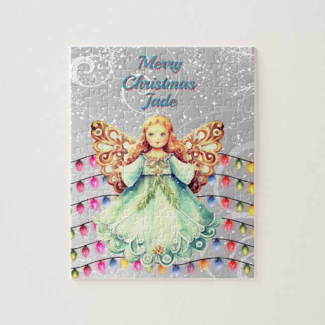Quebra-cabeça do Anjo de Natal Personalizado (Vertical)