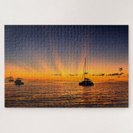 Quebra-cabeça do Barco à Vela no Pôr do Sol do Car