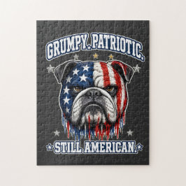 Quebra-cabeça do Bulldog Patriótico Mal-humorado d