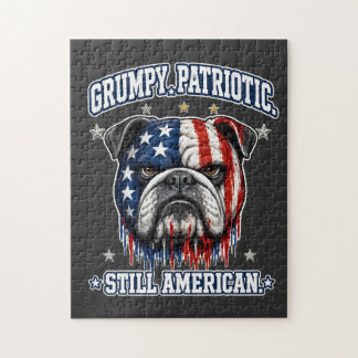 Quebra-cabeça do Bulldog Patriótico Mal-humorado d